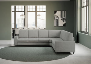 Divano Angolare 6 Posti 286x246x85 cm Sakar in Tessuto Grigio