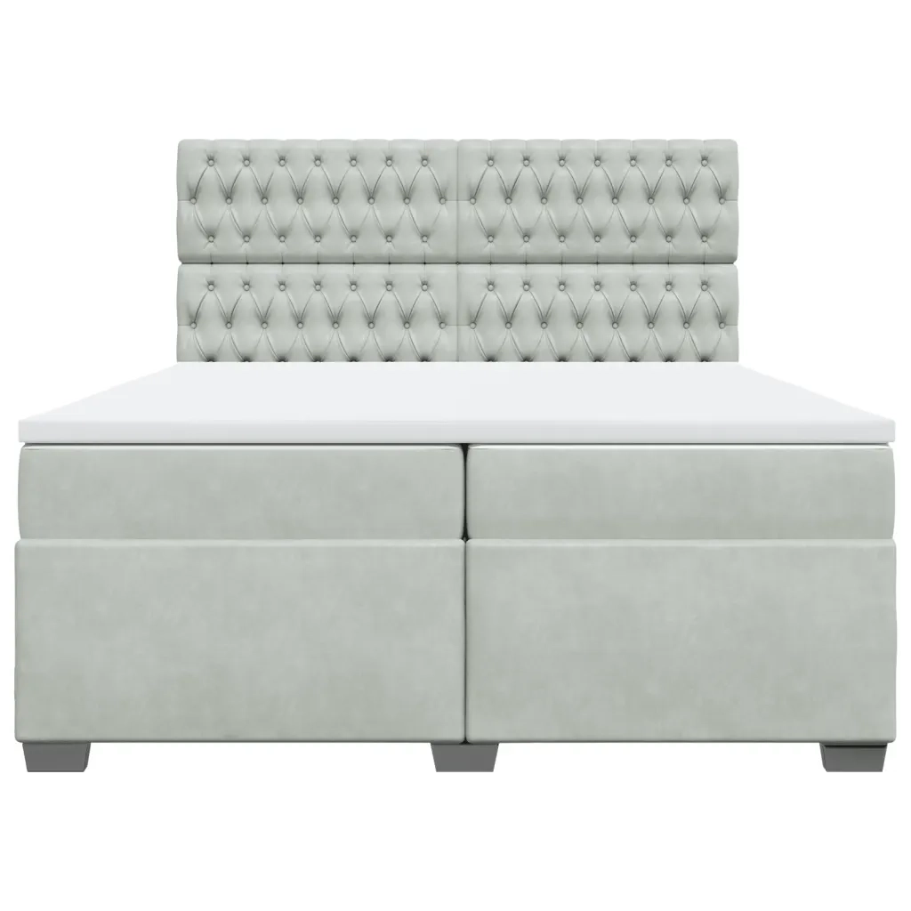 Giroletto a Molle con Materasso Grigio Chiaro 200x200cm Velluto