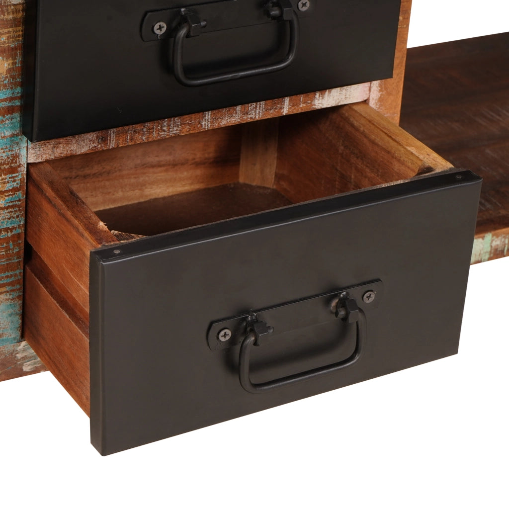 Panchina da archiviazione Multicolore 80x35x40 cm Legno solido di recupero