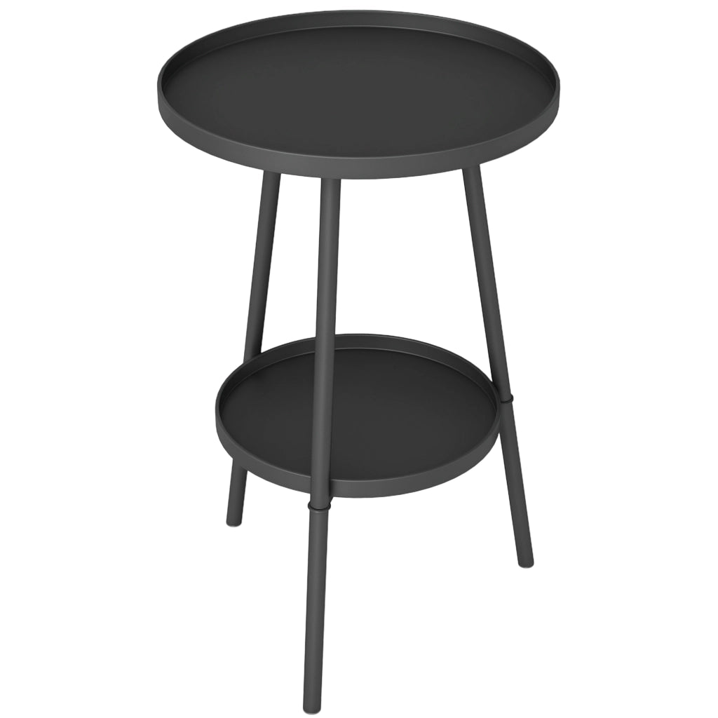 Tavolino da giardino rotondo a 2 livelli con bordo rialzato ¨C zephmum ¨C nero ?32x51 cm
