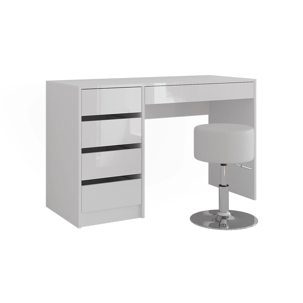 Vicco Tavolo da toeletta Bianco/bianco lucido 119.8 cm con sgabello