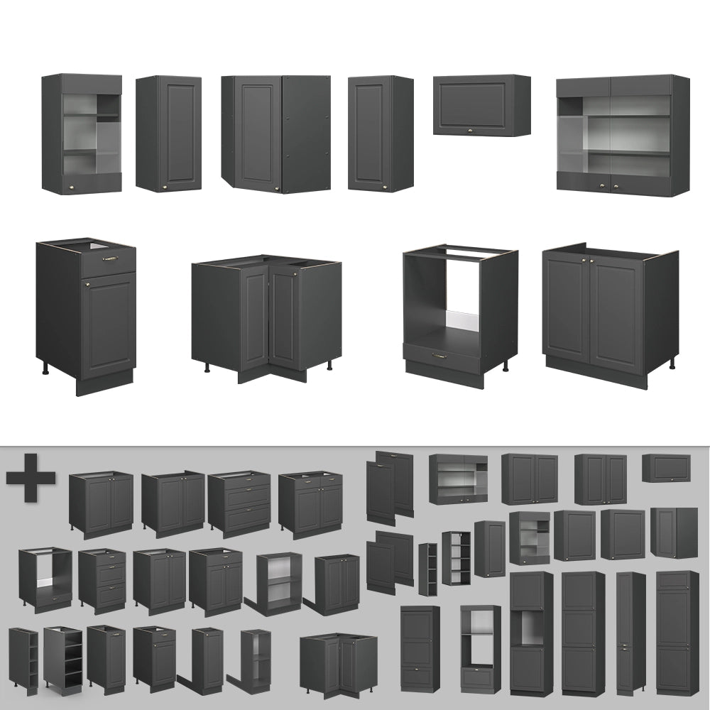 Cucina angolare completa Fame-Line Oro-antracite rustico/Antracite 190 x 60 cm, PL Antracite Vicco