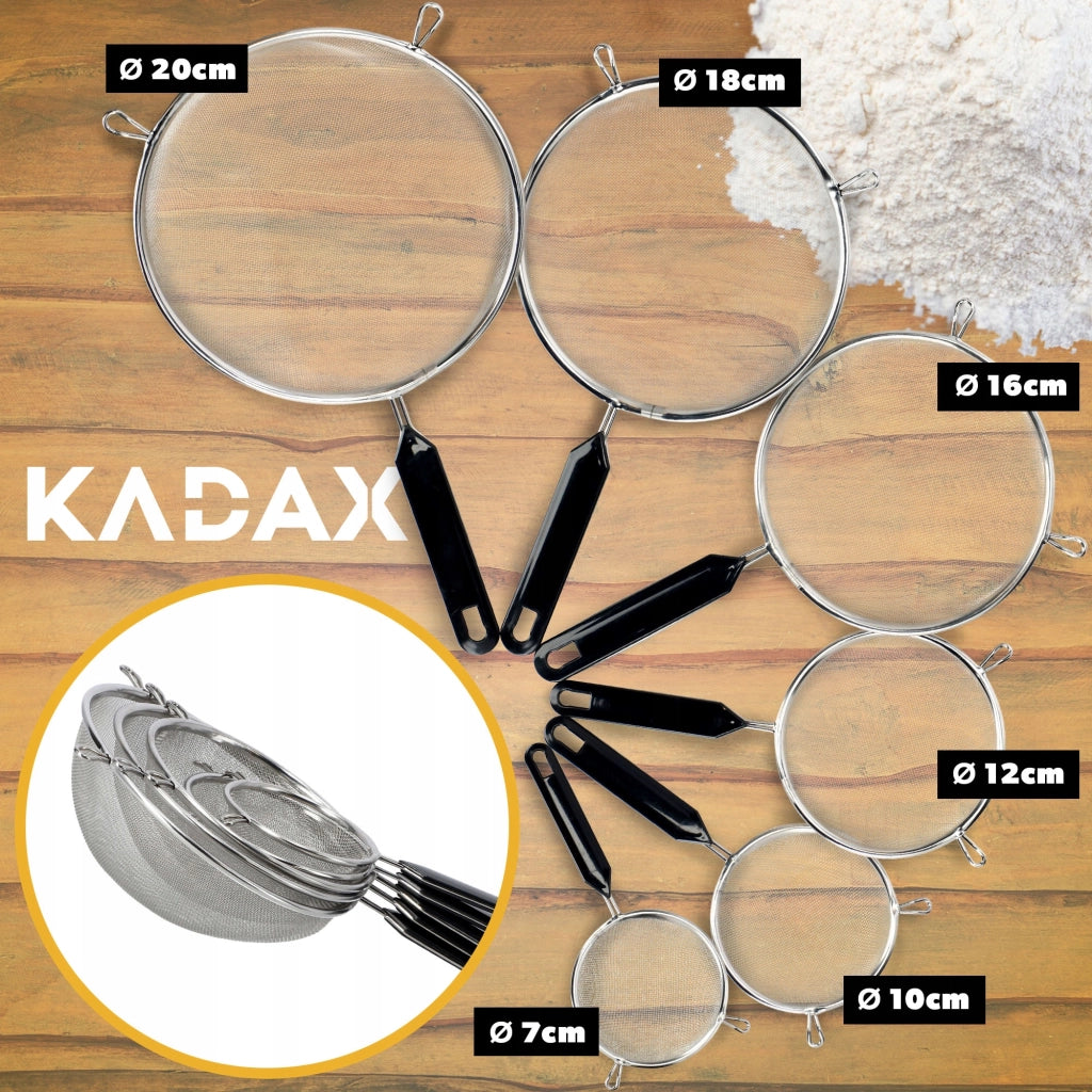 Colino da cucina KADAX con manico in acciaio per setacciare la farina, denso, 20 cm