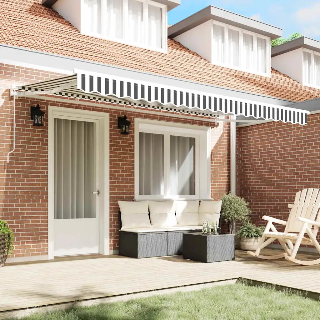 vidaXL Tenda Retrattile Antracite e Bianco 400x200 cm Tessuto