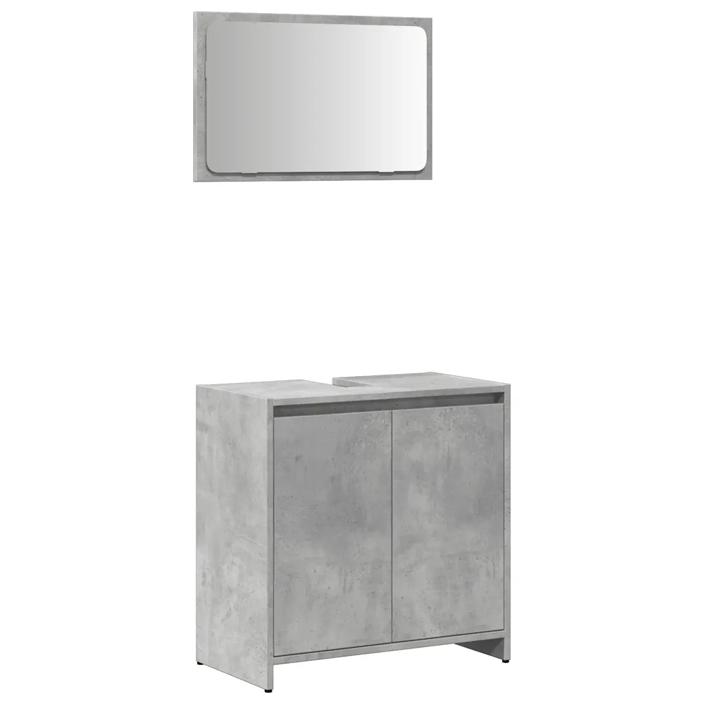 Set Mobili da Bagno 2 pz Grigio Cemento in Legno Multistrato