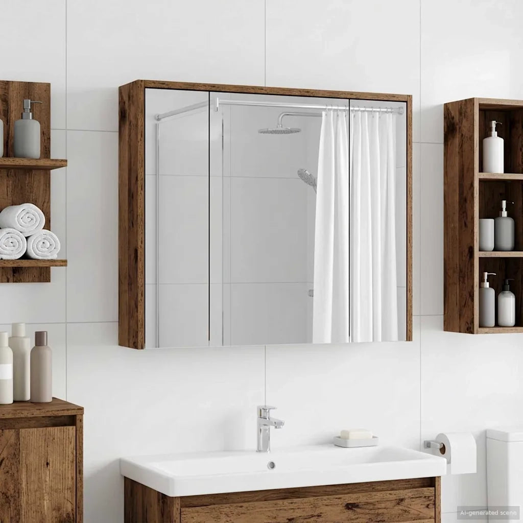 Mobiletto per specchio da bagno Legno vecchio 889173