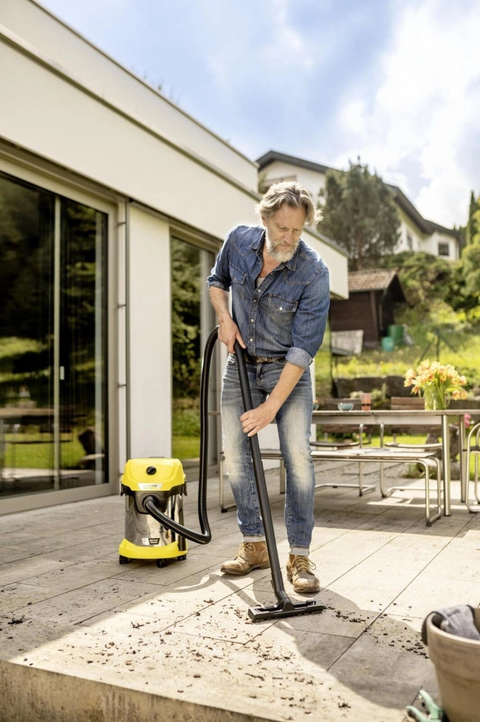 Kärcher WD 3-18 Aspirapolvere a Cilindro Secco e Bagnato 18V 5Ah 17 L 225 W Senza Fili IPX4 colore Giallo Acciaio Inox