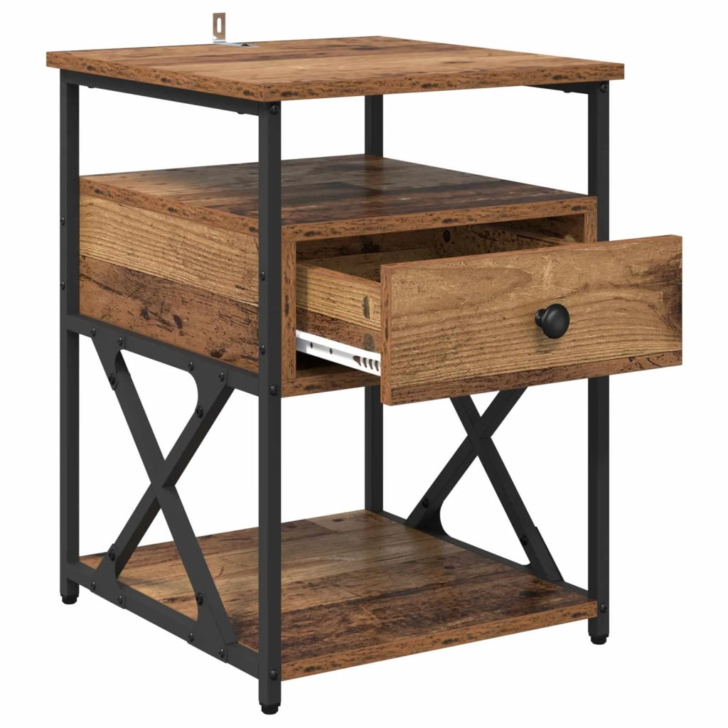 Armadio da Notte con cassetto Legno vecchio 40 x 42 x 55 cm 881881