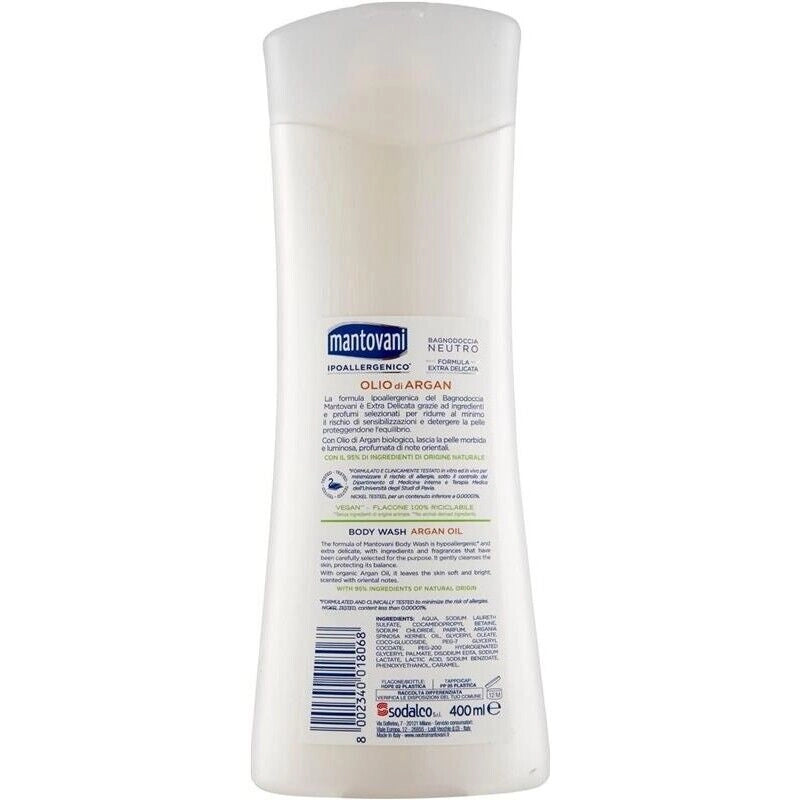 MANTOVANI BAGNODOCCIA NEUTRO FORMULA EXTRADELICATA 400 ML OLIO ARGAN