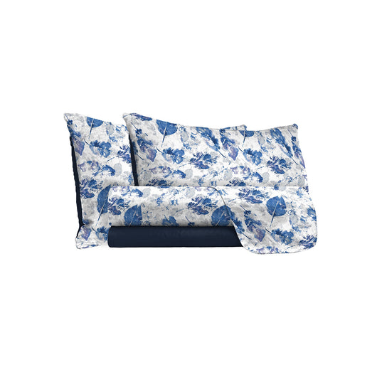 Set Lenzuola 1 Piazza e Mezzo con Stampa Sopra Sotto e Federe Foglie