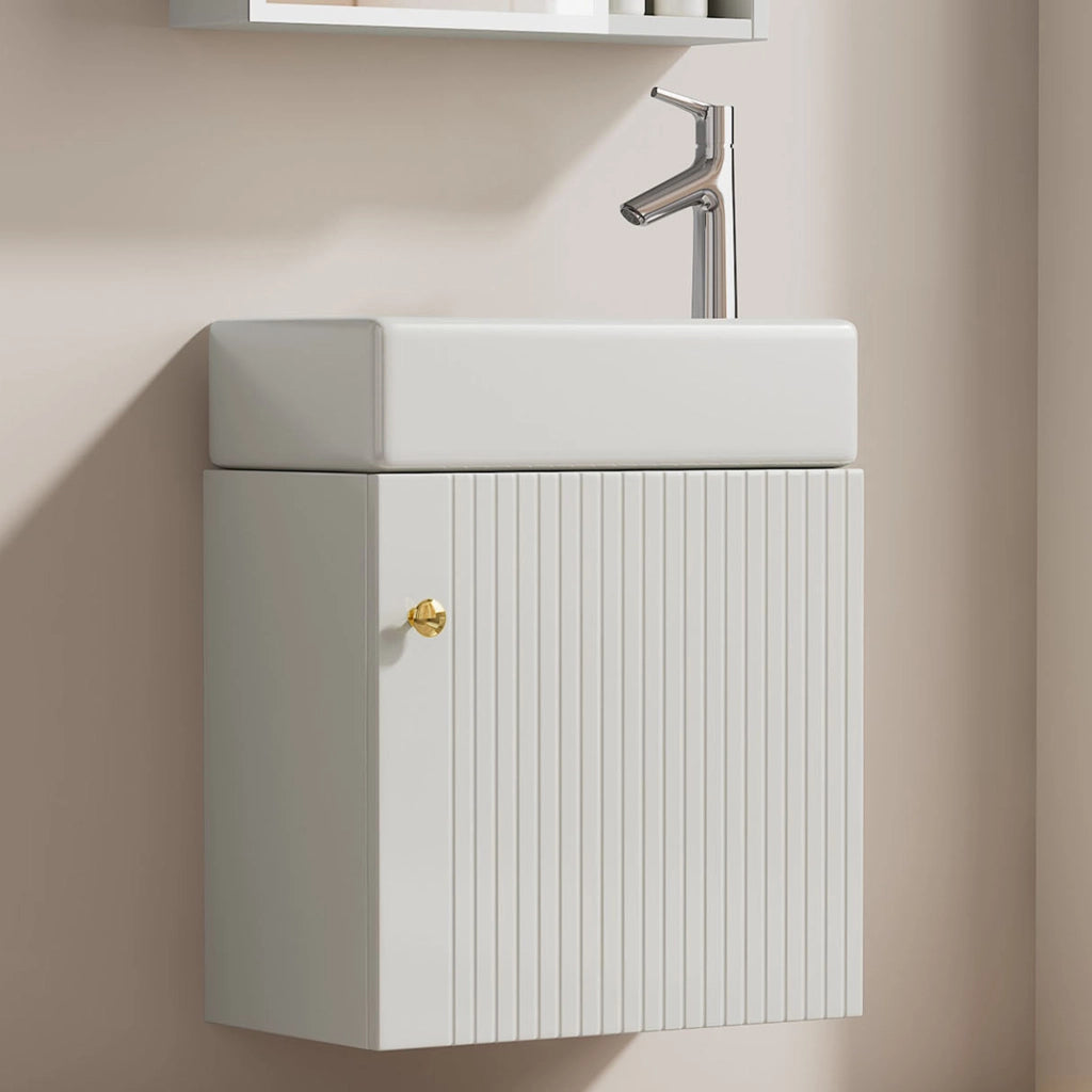 Mobile Bagno con Lavabo e Sottolavabo Sospeso 46 cm ¨C MINIMAL ¨C Bianco