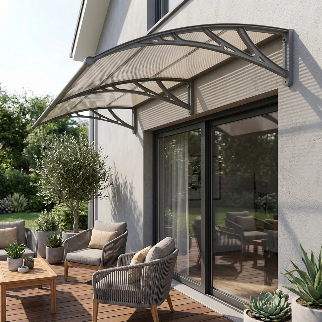 Pensilina per Ingresso Mellerud in Policarbonato 300 x 100 cm Marrone / Nero [en.casa]