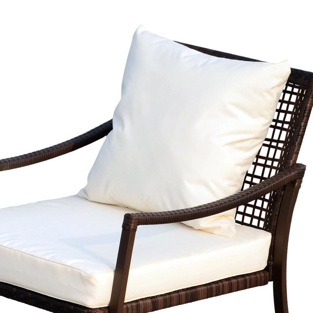 Set Salotto da Giardino in Rattan Sintetico 2 Poltrone a Dondolo e Tavolino Marrone