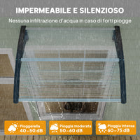Pensilina da Esterni Impermeabile e Anti-UV 75x100x23 cm in PC PP e Alluminio Trasparente e Nero