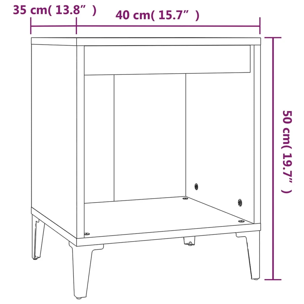 Comodini 2 pz Grigio Cemento 40x35x50 cm 821883