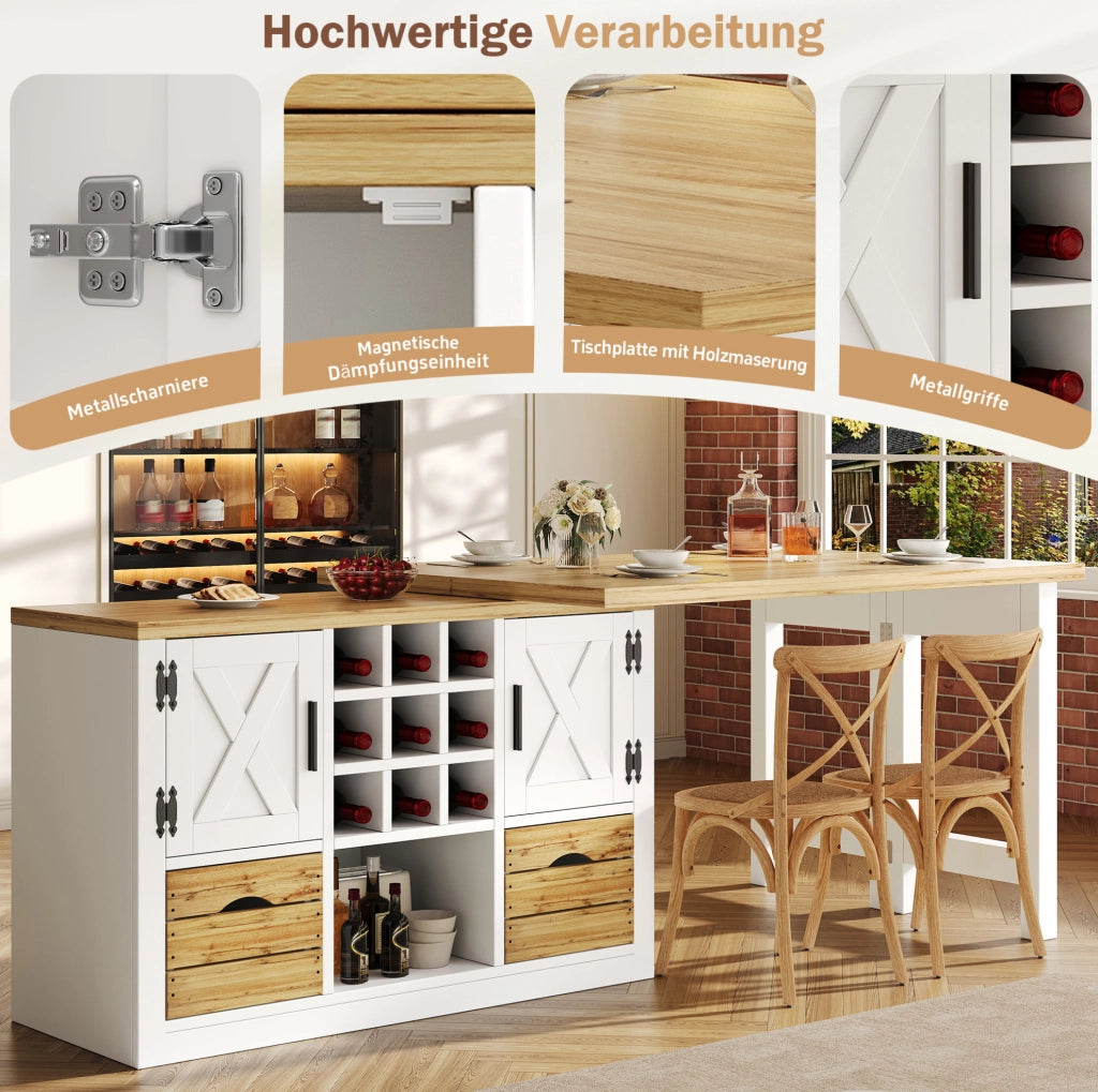 Tavolo da pranzo estensibile con sideboard bianco
