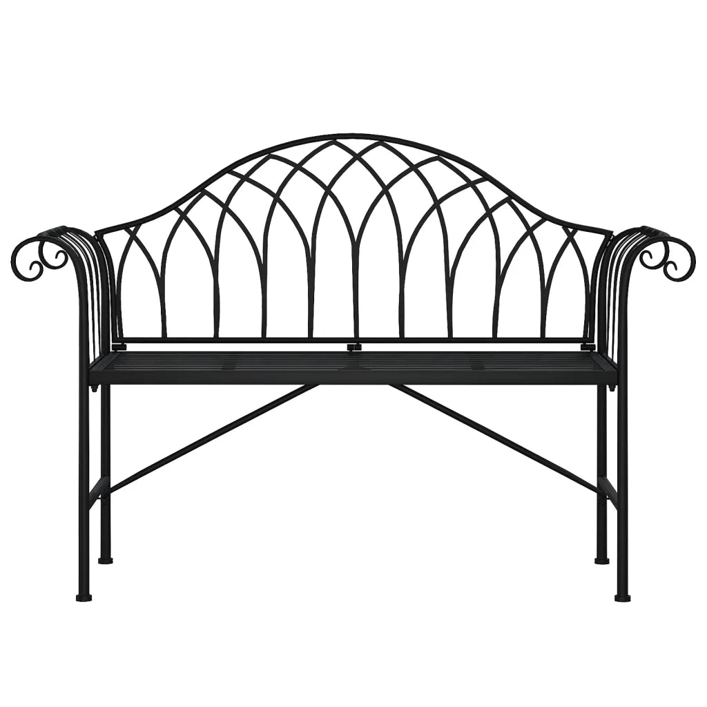 Panca da Giardino a 2 Posti 128 cm Nera in Acciaio 318828