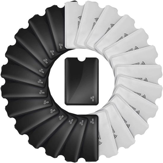 Cartucce di identità 24 pezzi - Blocca RFID - Contenitore per carte di credito - Cinture di sicurezza - Design minimalista - 9,1 x 6,3 cm - Materiale in alluminio e plastica