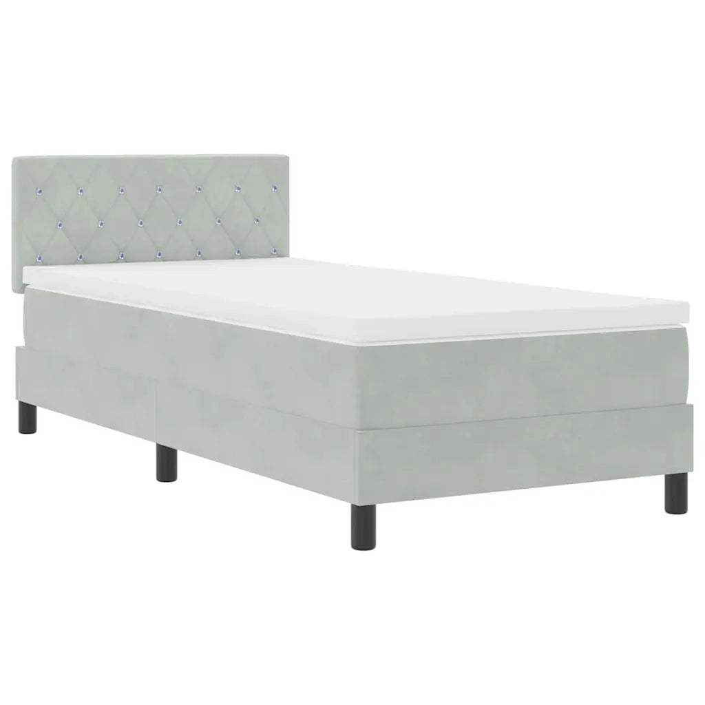 Letto a Sorgente LED con led Grigio chiaro 90 x 190 cm Velluto 3342554