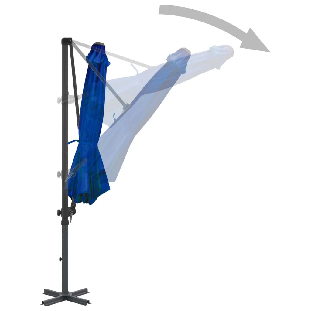 Ombrellone a braccio con palo in alluminio blu da 300 cm 02_0008491