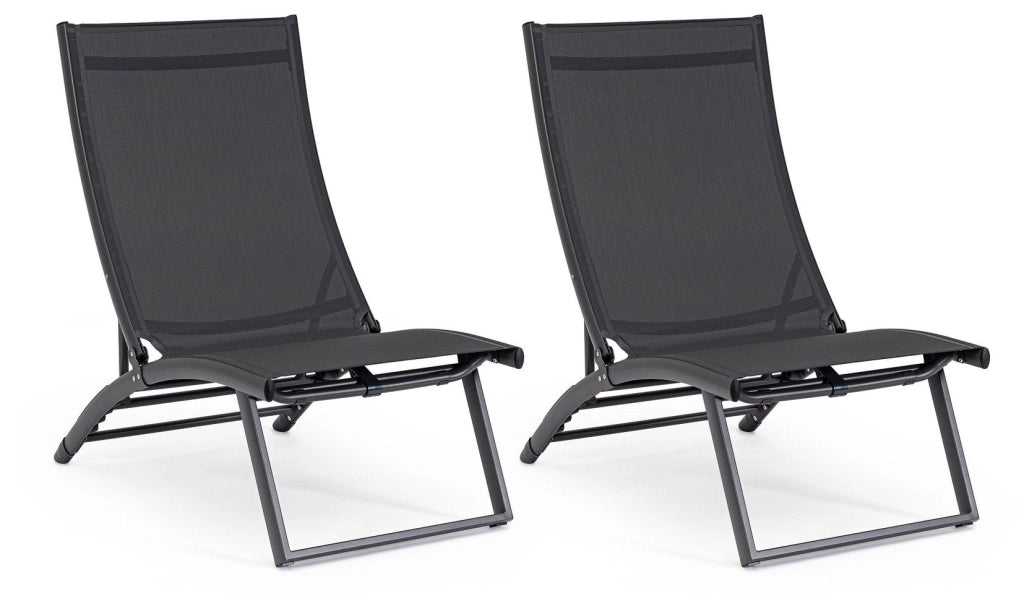 Set 2 Poltrone da Giardino 53x166,5x90 cm in Alluminio Taylor Antracite