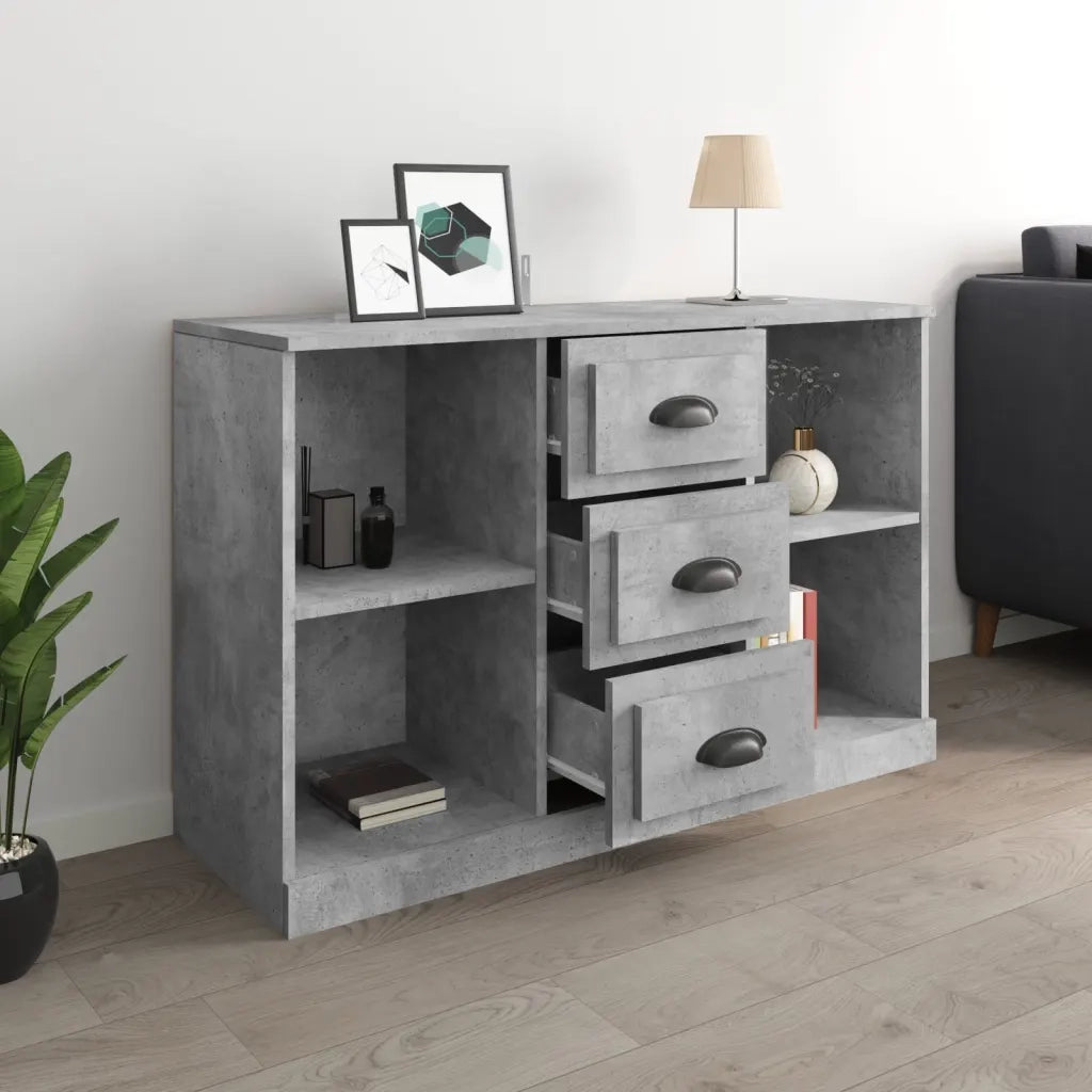 Credenza Grigio Cemento 104,5x35,5x67,5 cm in Legno Multistrato 816236
