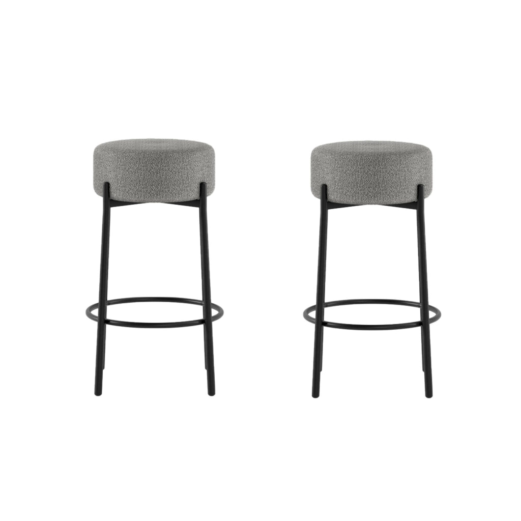 Set 2 Sgabelli Syd 41x41x67 cm in Tessuto Grigio Scuro