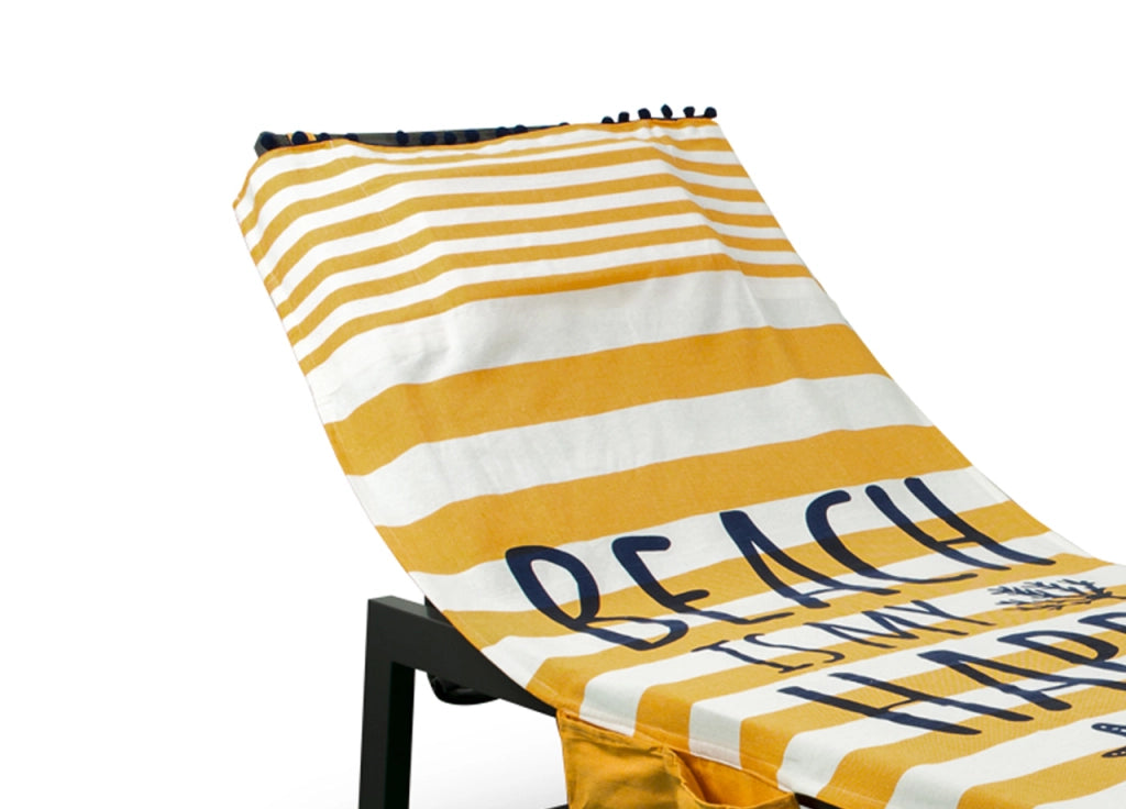 Telo Mare Lettino Spiaggia Piscina Con Cuscino E Tasche Happy Place Arancio