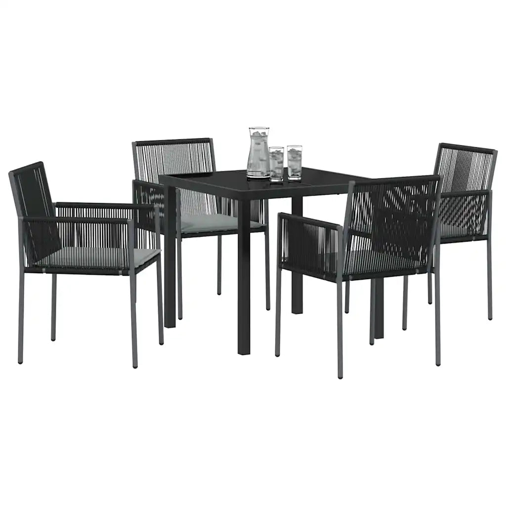 Set da Pranzo per Giardino 5 pcs Nero Rattan in PE 3379108
