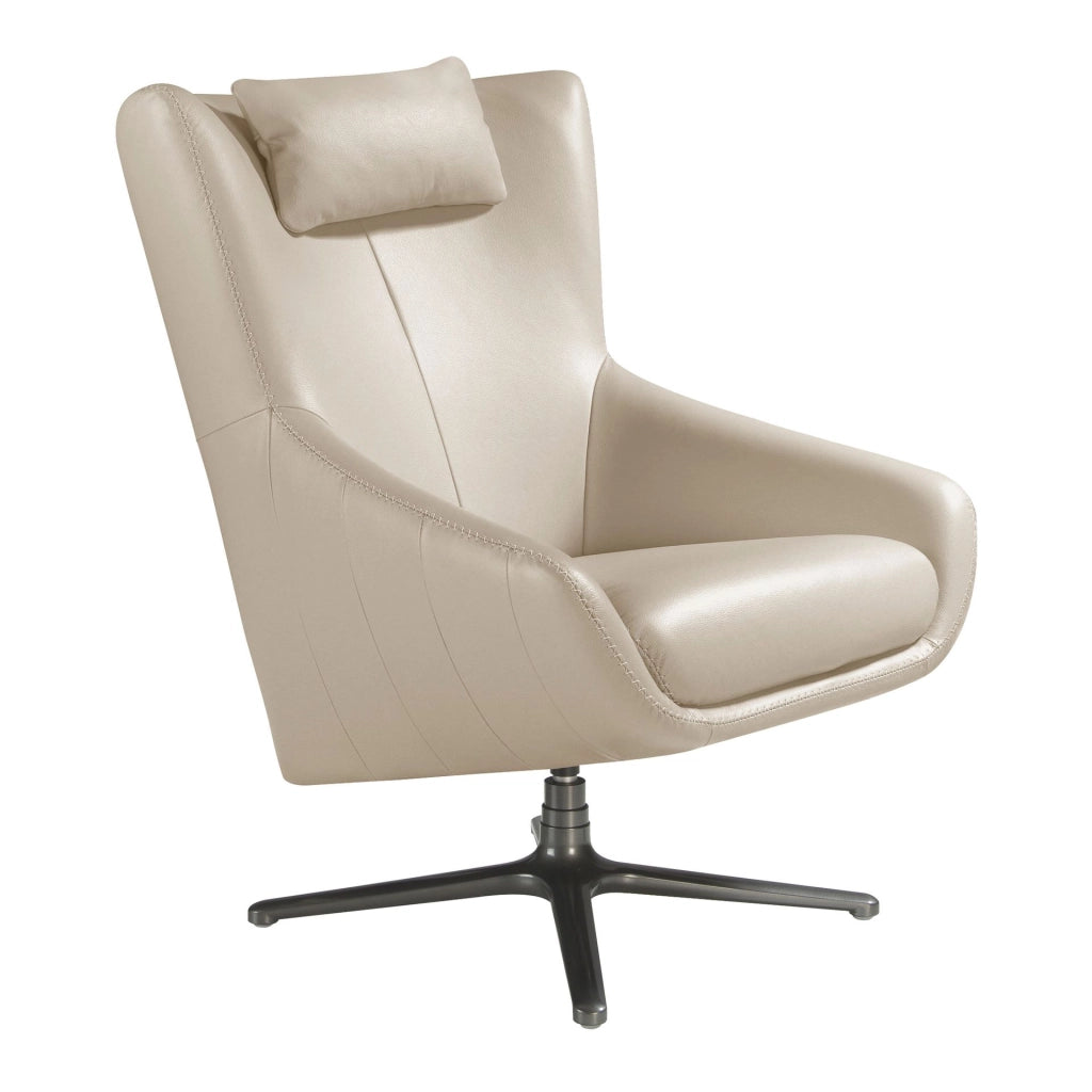 Poltrona girevole in pelle grigio taupe