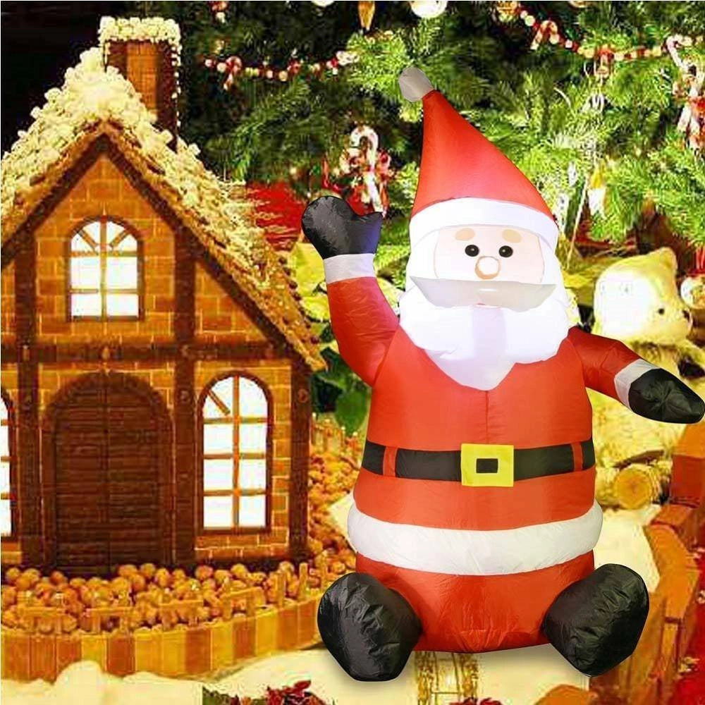 Trade Shop - Gonfiabile Babbo Natale Seduto Con Illuminazione Led Altezza 120 Cm Per Esterno -