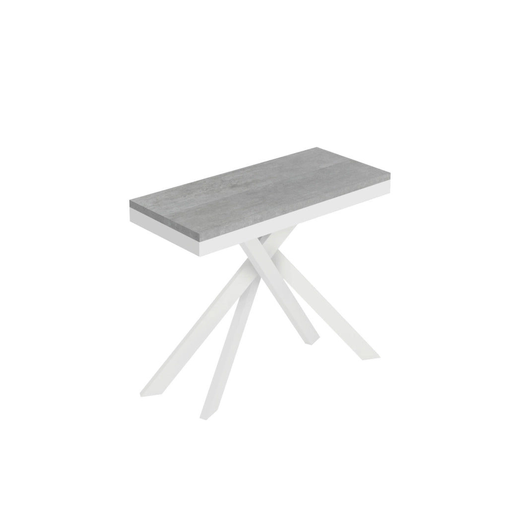 Consolle allungabile 90x40/196 cm Saki Small Evolution cemento telaio bianco