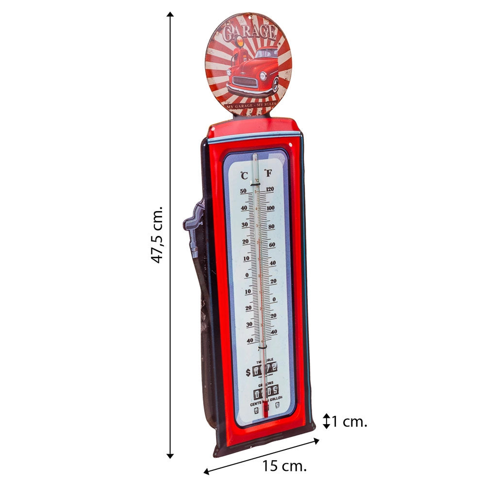 Termometro da parete in metallo rosso 47,5x15x1h