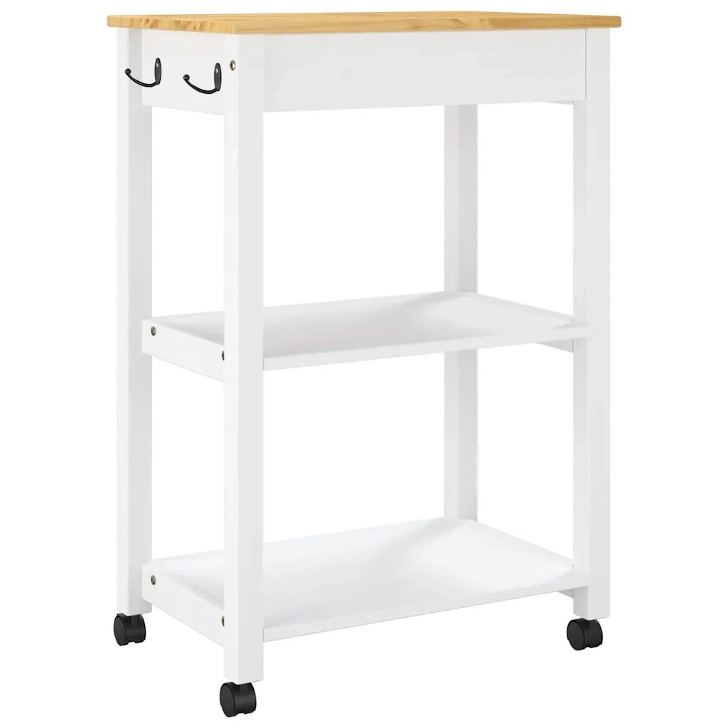 Carrello da Cucina MONZA 60x40x88,5 cm in Legno Massello di Pino 376096