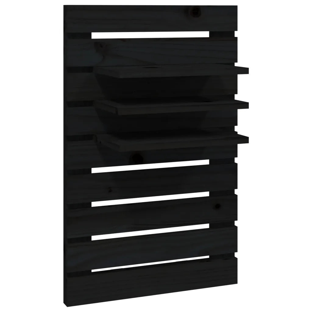 Mensole da Letto a Parete 2 pz Nero Legno Massello di Pino 824767