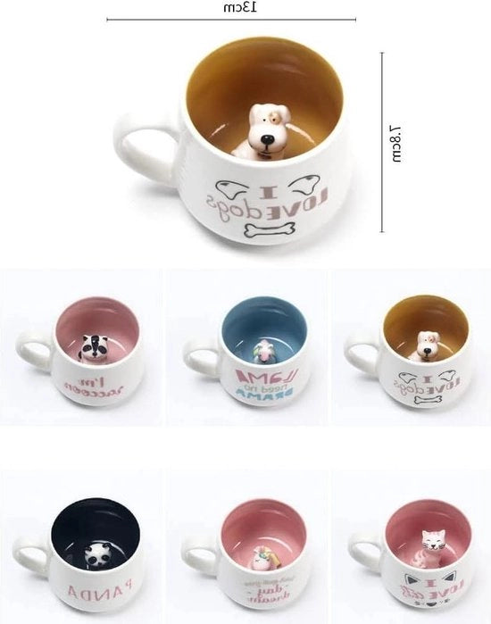 Tazza da tè 3D animale 300ml ceramica divertente per bambini ragazze nonna cane