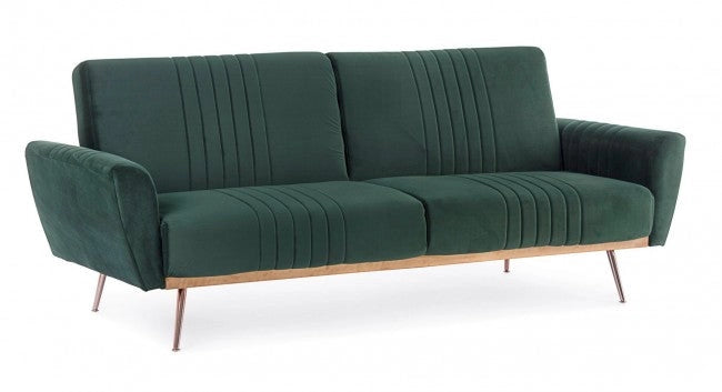 Divano Letto Johnny Velluto Verde Scuro in Velluto