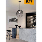 Trade Shop - Lampadario A Sospensione Nero E27 Lampada Geometrica Da Soffitto Decorativa B86 -