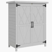 Armadio da giardino ¨C zephmum ¨C legno massello, 3 ripiani, 2 ante, grigio, 75x40x90 cm