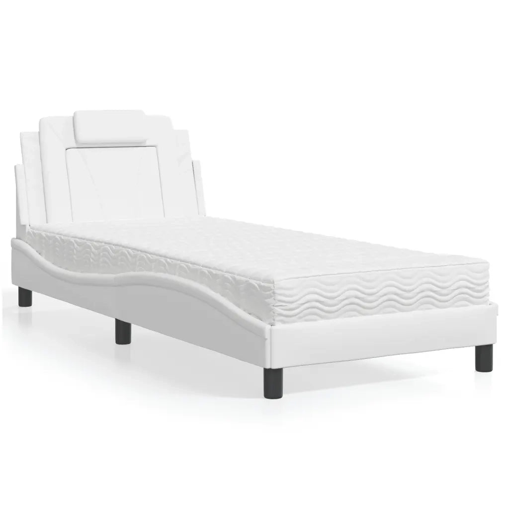 Letto Viana con Materasso Bianco 90x190 cm in Similpelle 3208762