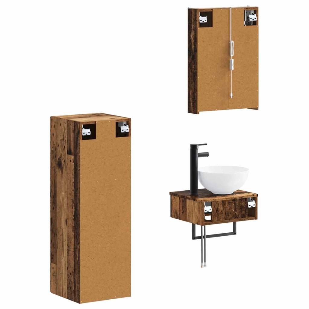 Set di Armadi da Bagno 4 pcs Legno antico 43 x 11,5 x 60,5 cm 3407381