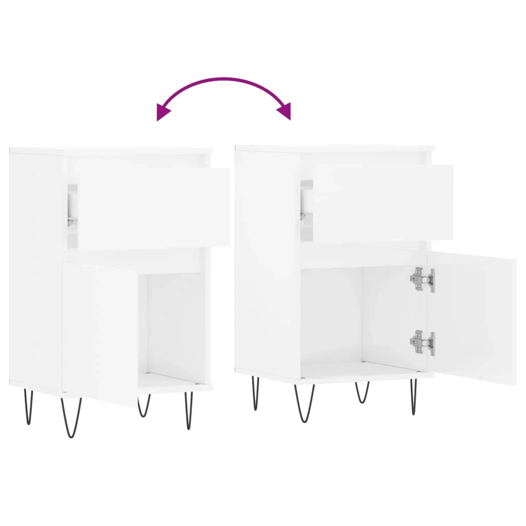 Buffet credenza cassettiera armadio mobile contenitore organizer per cucina soggiorno salotti set da 2 lucido 40 x 35 x 70 cm legno ingegnerizzato bianco 02_0036706