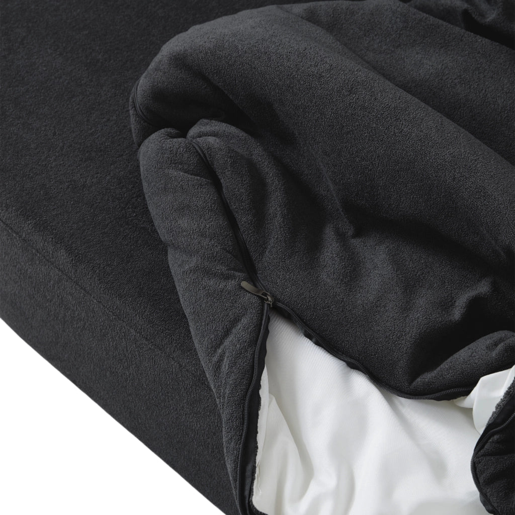 Divano letto pieghevole 3 in 1 in flanella nera, senza montaggio, con coperta