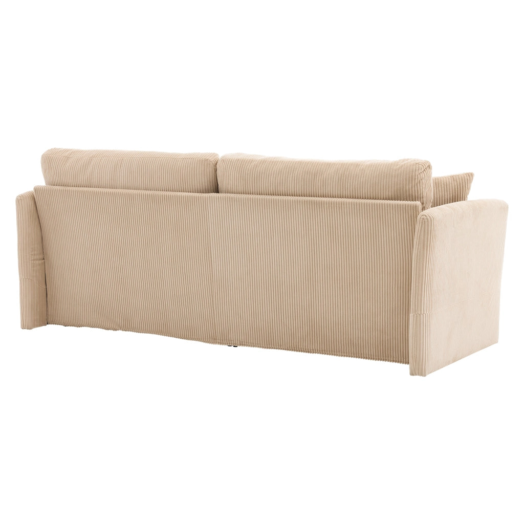 Divano convertibile in tessuto con funzione letto e cuscini imbottiti per soggiorno ufficio e studio beige