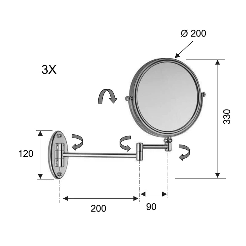 Specchio ingranditore diam. 21 cm da muro