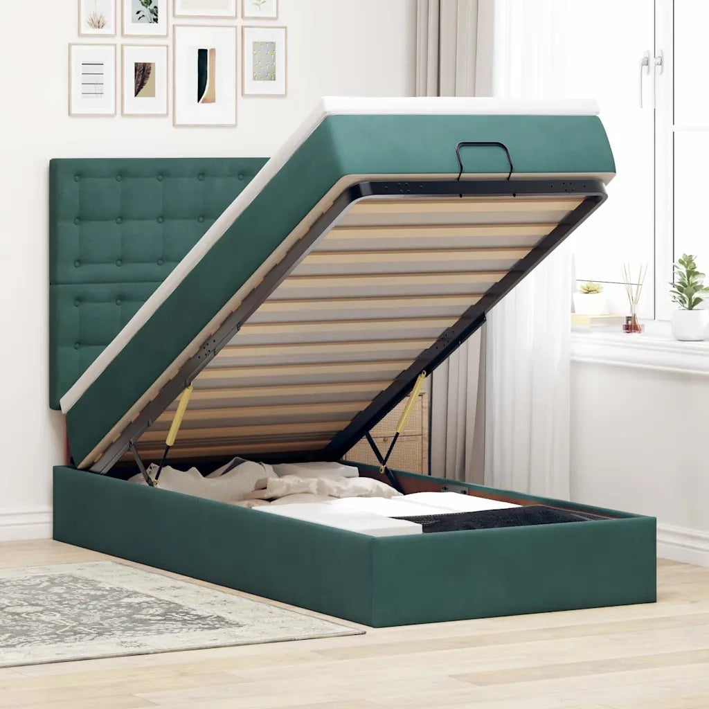 vidaXL Struttura Letto Pouf con Materassi 80x200 cm Velluto