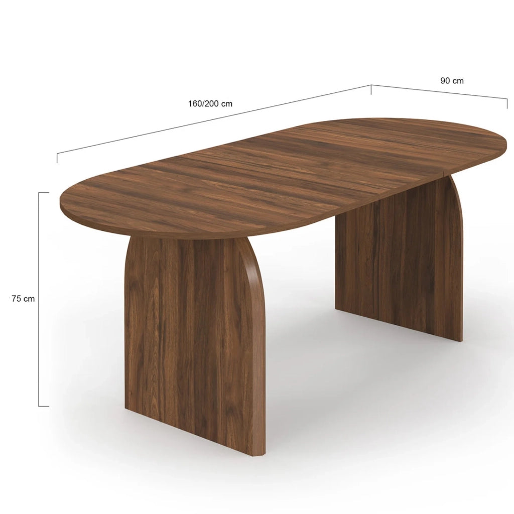 IDMarket - Tavolo da pranzo ovale japandi allungabile EDITH 6-10 persone noce 160 - 200 cm
