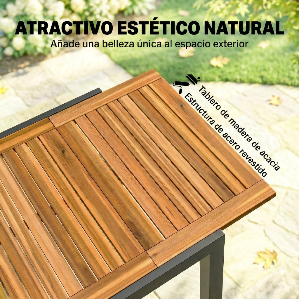 Tavolo da Giardino Estensibile ¨C zephmum ¨C Legno di Acacia e Acciaio 120/80x70 cm