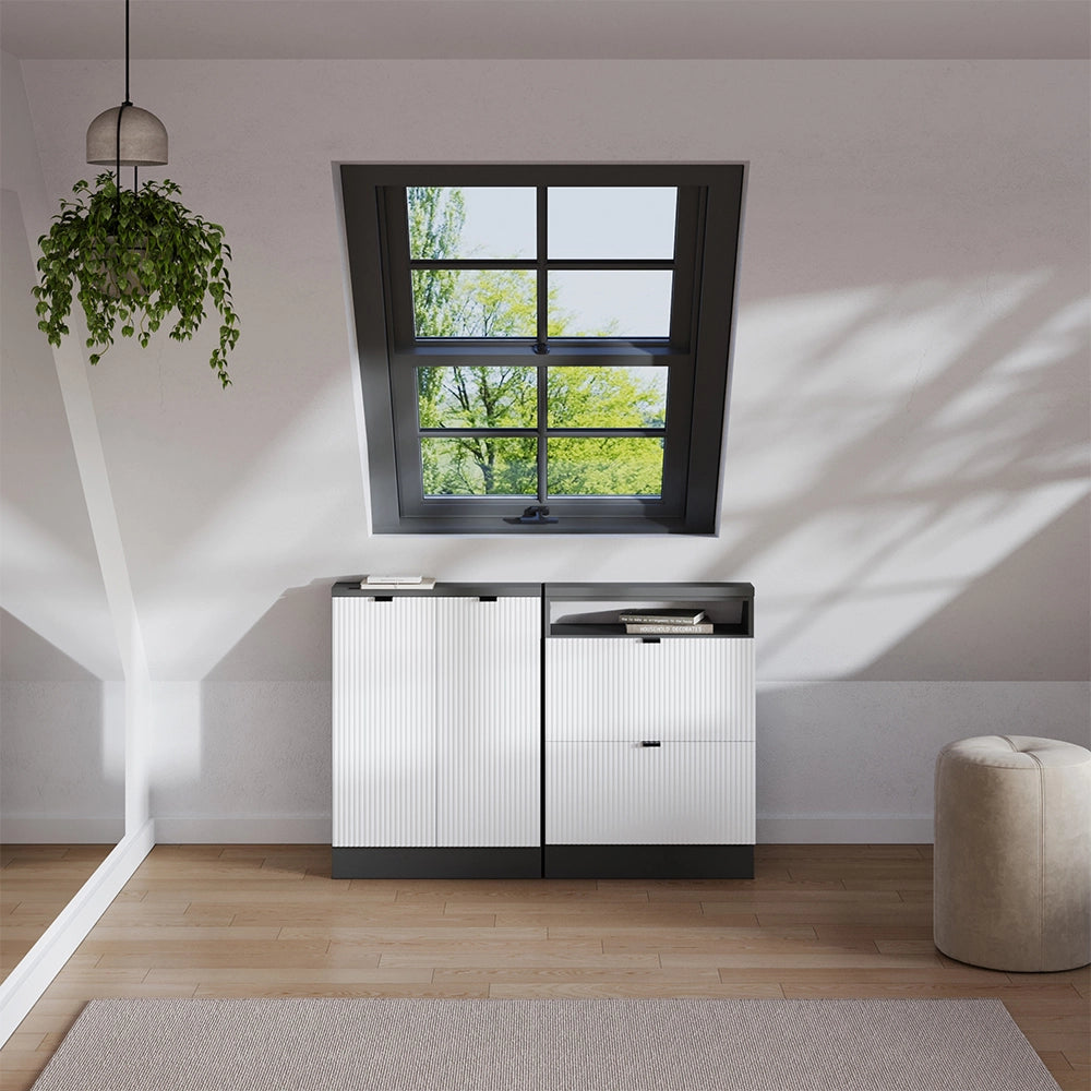 Mobile sottotetto Rion Ondulazione bianca/Antracite 60 x 83.8 cm con 2 cassetti Vicco