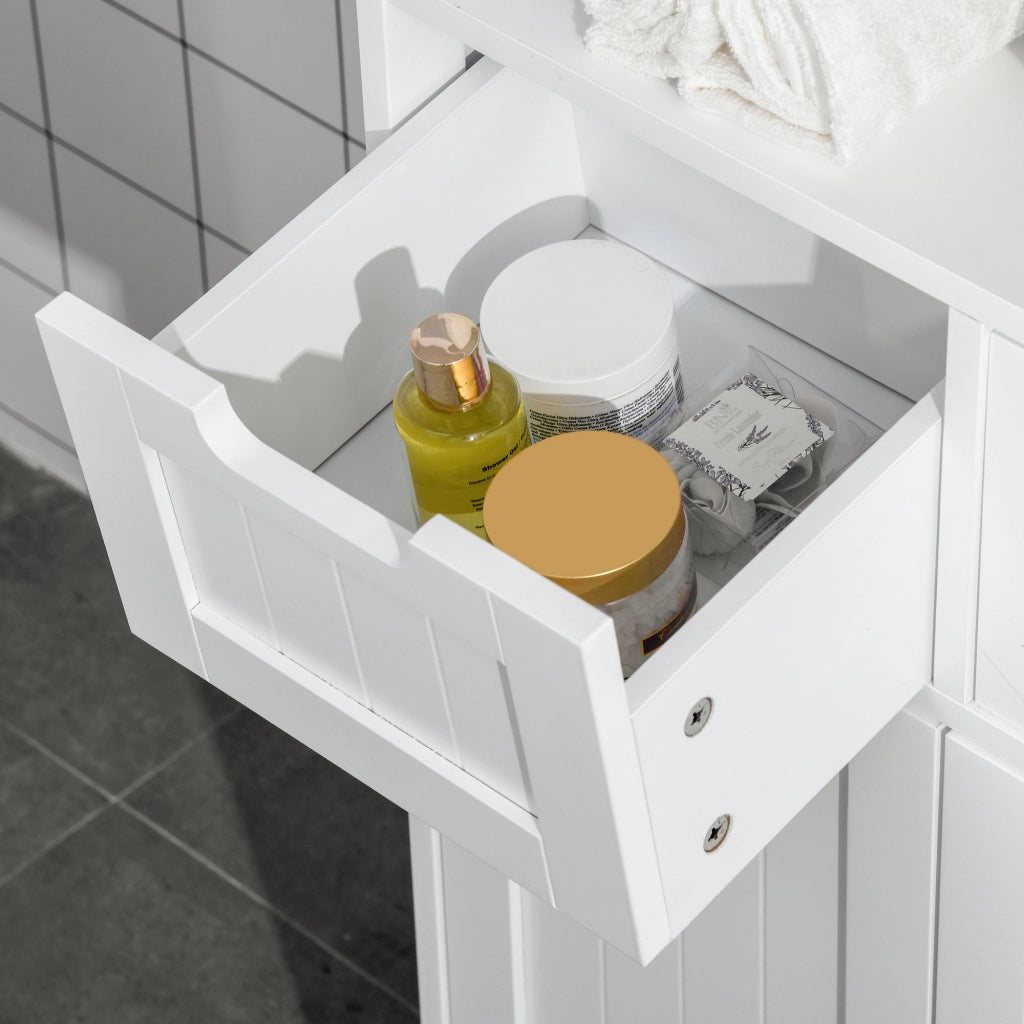 Armadietto da bagno con 2 cassetti e ripiano regolabile ¨C zephmum ¨C bianco 60x30x109 cm